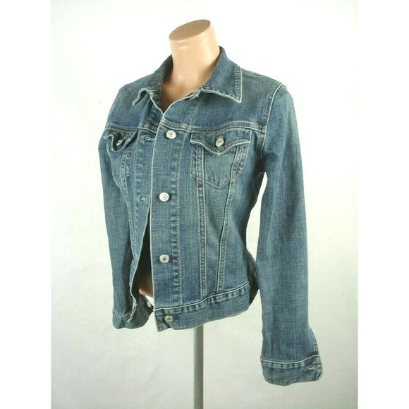 Size S GAP Stretch Denim Trucker Jean Jacket Blue Vintage - Picture 2 of 6
